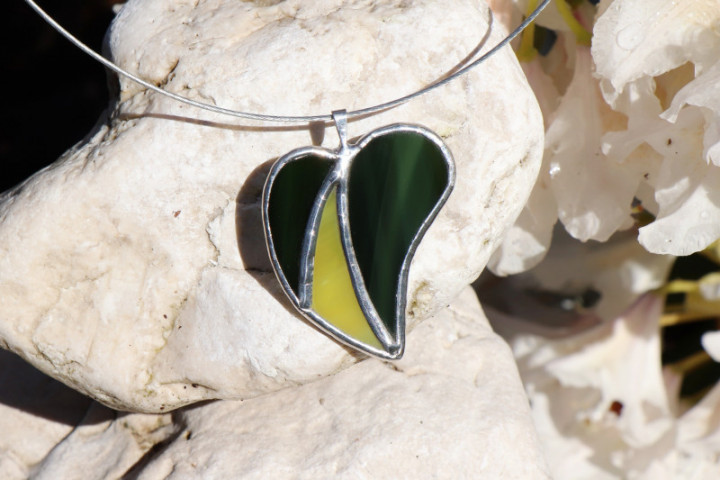 Srdíčko zeleno-žluté - Tiffany šperky