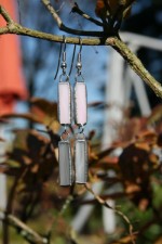 Náušnice šedo-růžové - Tiffany šperky