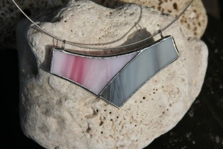 Náhrdelník šedo-růžový - Tiffany šperky