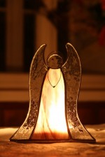 Anděl - svícen na čajovou svíčku kouřový - Tiffany šperky