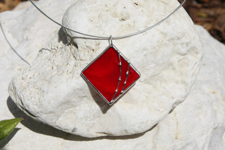 Šperk červený zdobený - Tiffany šperky