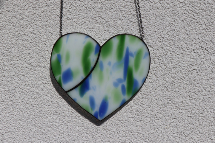 Srdce modrozelené s patinou - Tiffany šperky