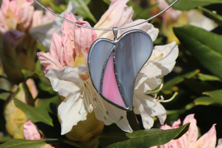 Šedo-růžové srdíčko - Tiffany šperky