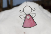 Andílek se srdíčkem růžový - Tiffany šperky
