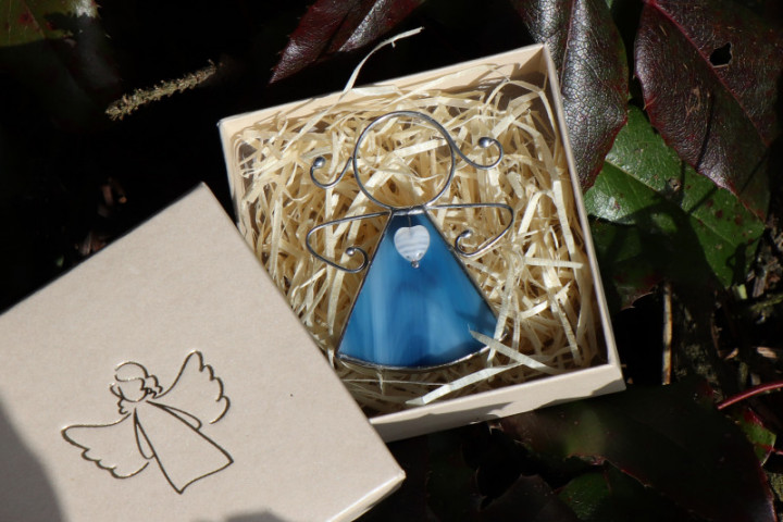 Andílek se srdíčkem modrý - Tiffany šperky