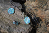 Sada náhrdelníku, náušnic a náramku modro-zelená - Tiffany šperky