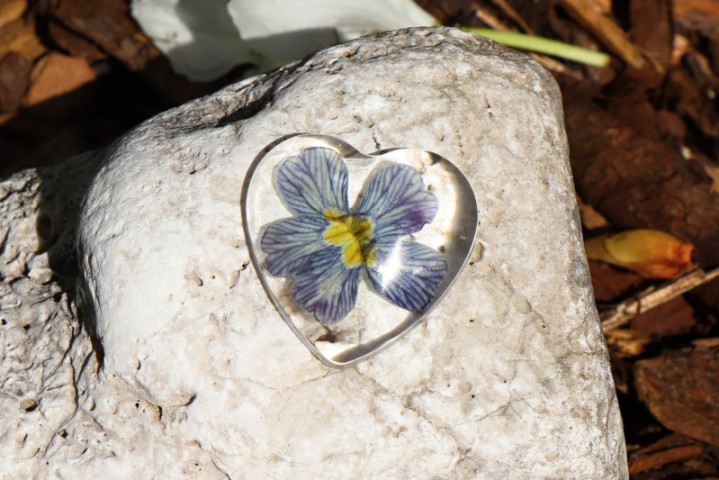 Kabošon srdce - modrý petrklíč  - Tiffany šperky